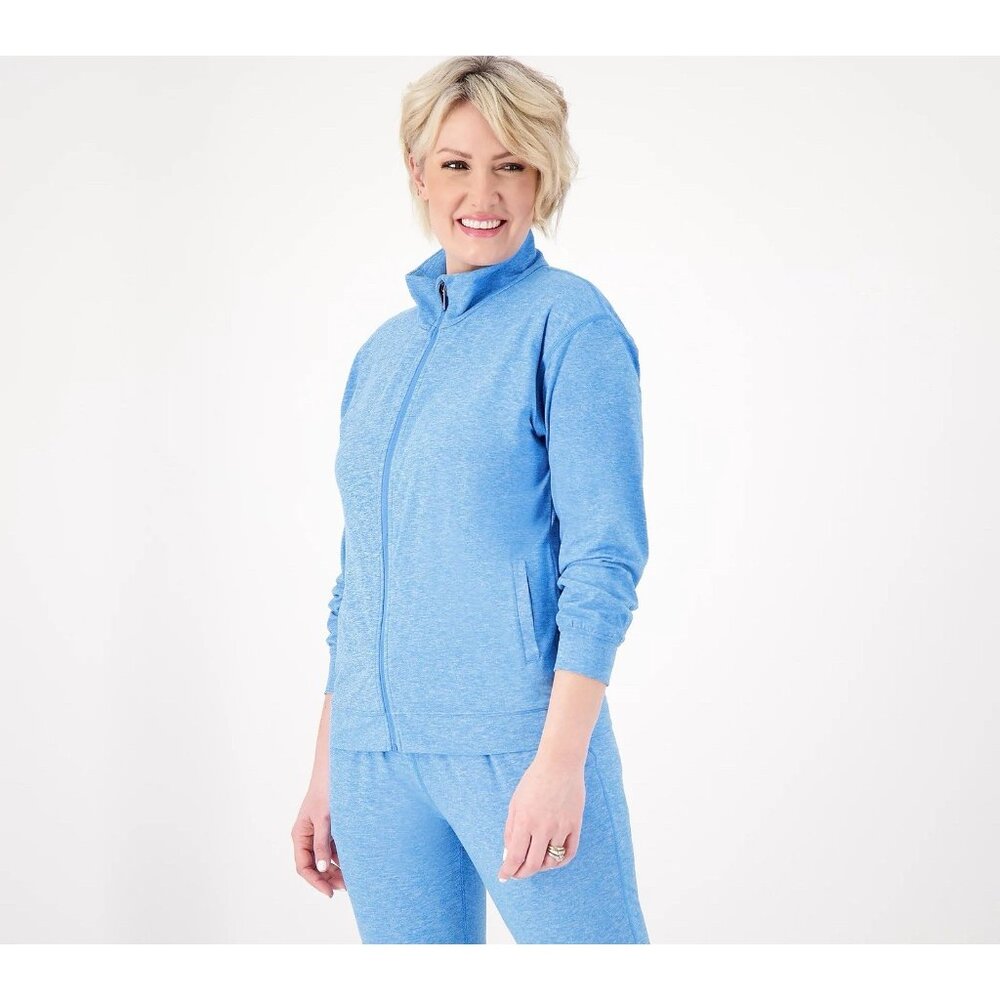 Gymwrap Heathered Knit Zip Up Jacket w/ Side Pockets Size M Blue A591679 NEW